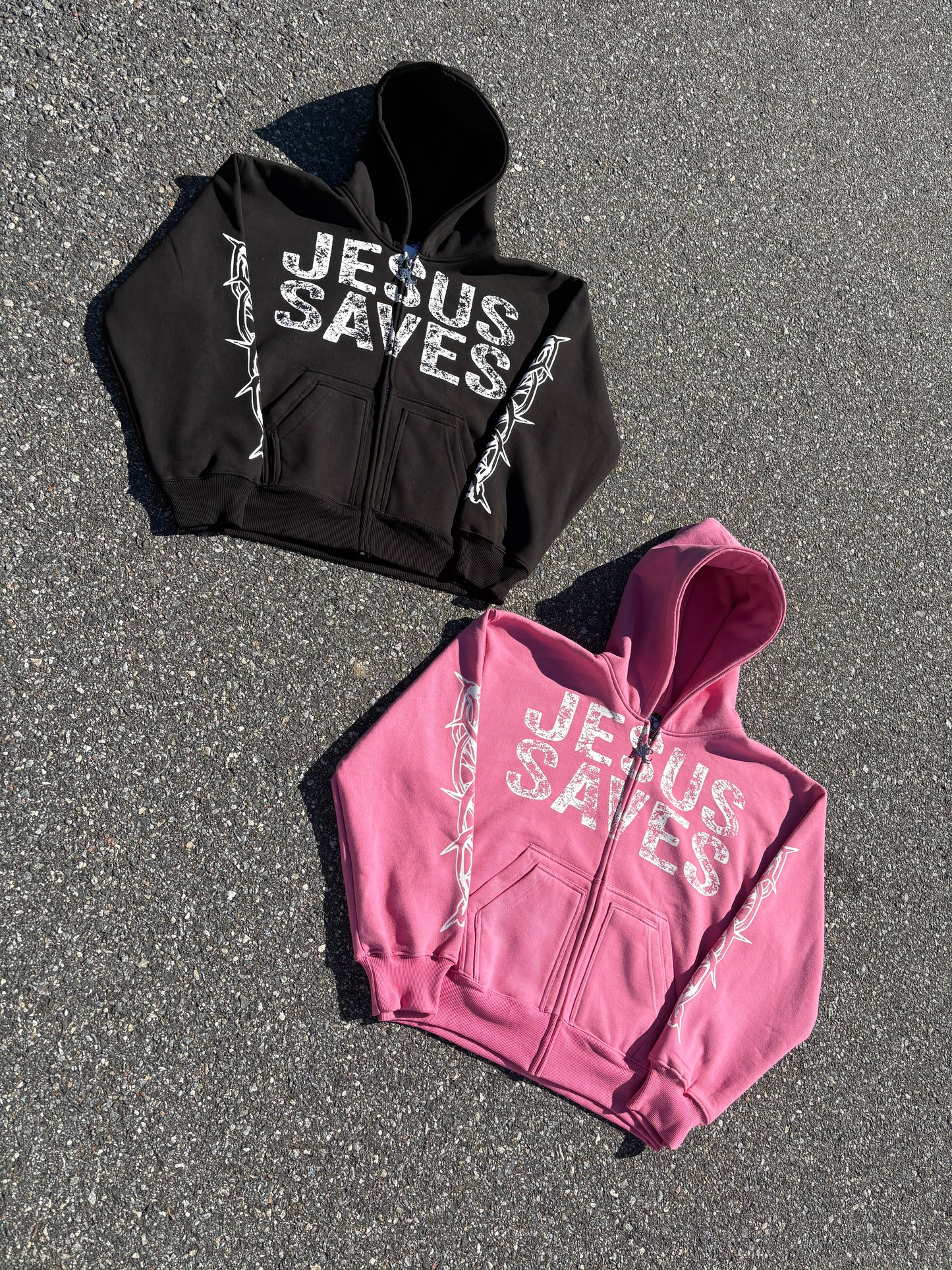 “JESUS SAVES” Zip-Ups